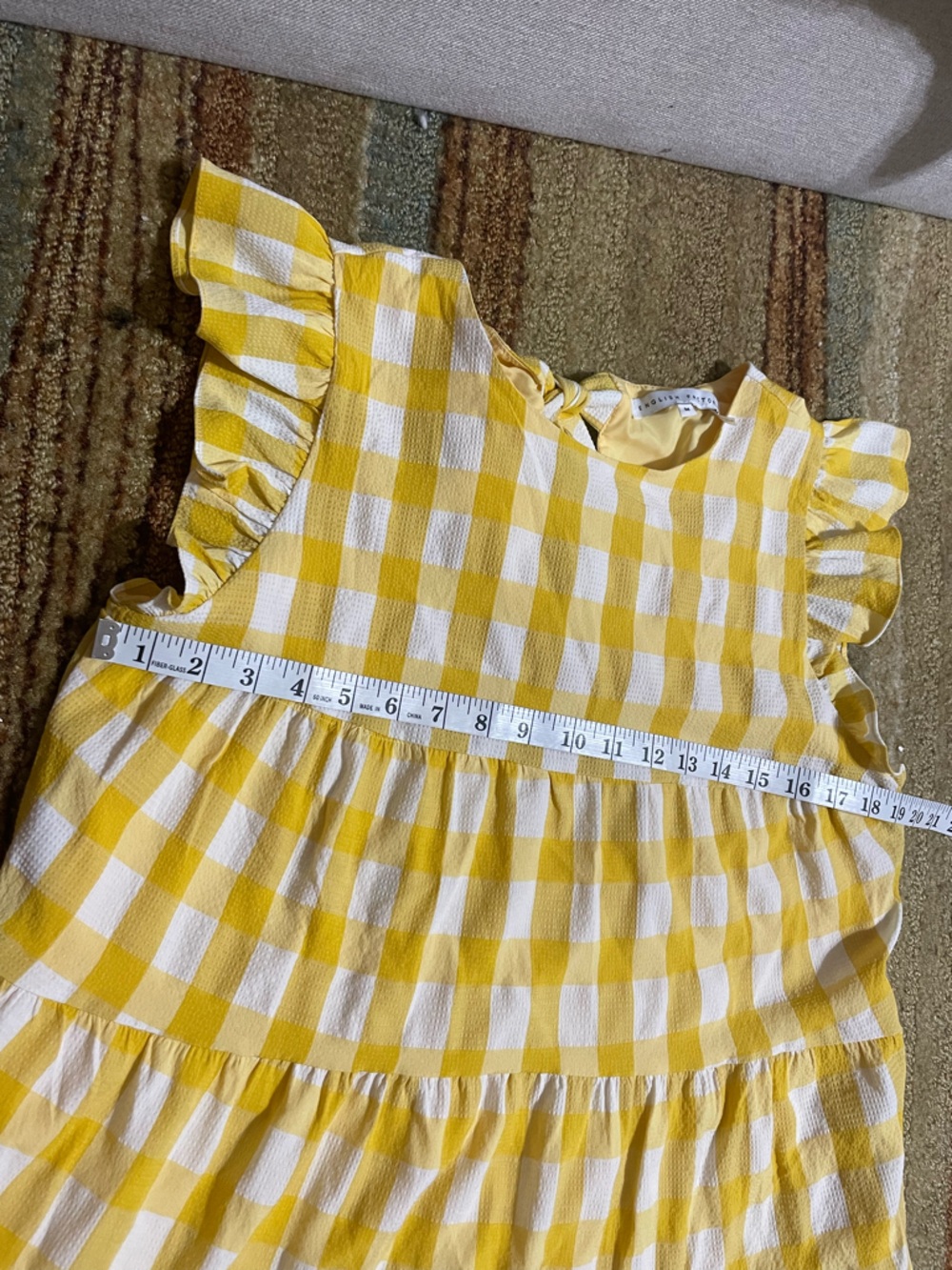 English Factory Sweet gingham yellow tiered baby doll maxi dress size M - Picture 11 of 16
